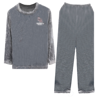 韩版珊瑚绒睡衣男士秋冬季长袖套头加厚法兰绒加绒套装春秋家居服