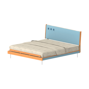 出乎生活时光软包床小户型齐边床1.5m单人床樱桃木日式1.8m软包床