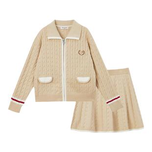 PawinPaw卡通小熊童装秋冬纯棉女童气质学院风针织套装裙子