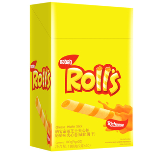 印尼Richeese丽芝士芝心棒180g盒装奶酪味rolls夹心卷蛋卷零食品