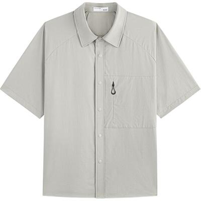 GXG男装 双色户外风格休闲翻领短袖衬衫男士上衣 24年夏季品