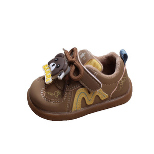 婴儿棉鞋冬季0-1-2岁女宝宝鞋子软底鞋男童学步前鞋加绒皮鞋亮灯