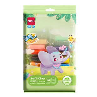 得力超轻粘土补充装幼儿园彩泥儿童橡皮泥手工diy材料制作工具小学生低 年级太空黏土袋装童年过家家食品玩具