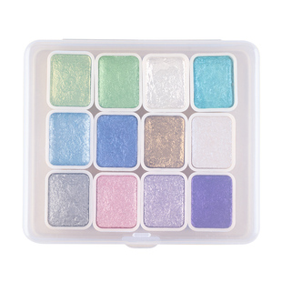 珠光固体水彩颜料水彩笔工具美术生专用彩绘金粉颜料故宫敦煌色粉水粉画填色画材分装国画唐卡描金ES书法全套