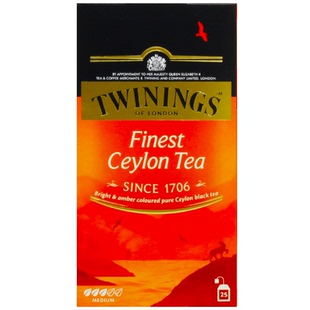 英国TWININGS川宁精品锡兰红茶ceylon tea袋泡茶25片盒装茶包红茶