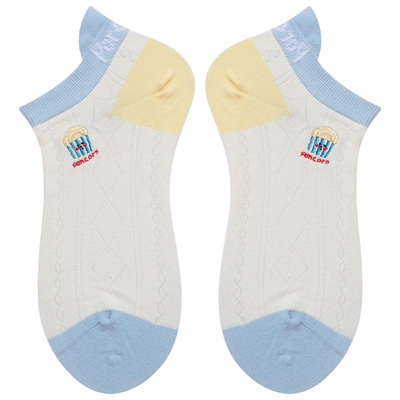 会起球的袜子 春夏季薄款透气女士短袜 可爱刺绣薯条浅口棉袜