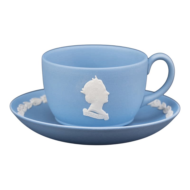 绝版 英国制 Wedgwood 女王2002纪念宫廷欧式浮雕陶瓷咖啡杯家用
