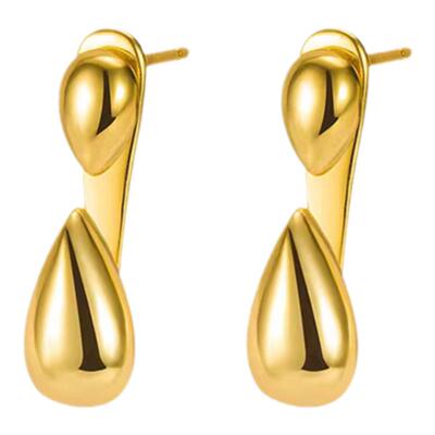 简约小巧光面水滴银蛋两戴式耳钉