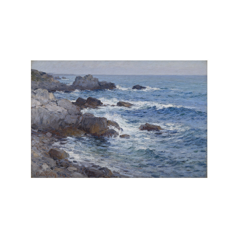 可班手绘油画礁石海岸客厅装饰画