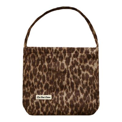OnOurOwn豹纹毛呢单肩水桶包
