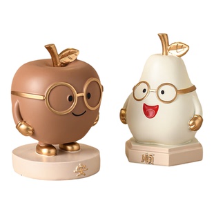 可爱苹果梨子平安顺利摆件客厅酒柜玄关办公室装饰品生日乔迁礼品