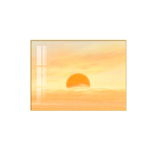 旭日东升横版餐厅挂画奶油原木风太阳装饰画日出东方艺术客厅壁画