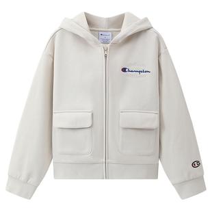 【加绒】Champion冠军男女童装2025冬季新款学院连帽拉链卫衣外套