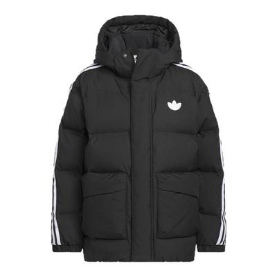 儿童 三条纹羽绒服 保暖鸭绒连帽秋冬新款adidas阿迪达斯三叶草