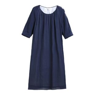 蒲PUKKA 原创设计女装夏季新品宽松圆领通勤日常休闲连衣裙