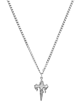 白色十字架钛钢蛇骨男女项链吊坠