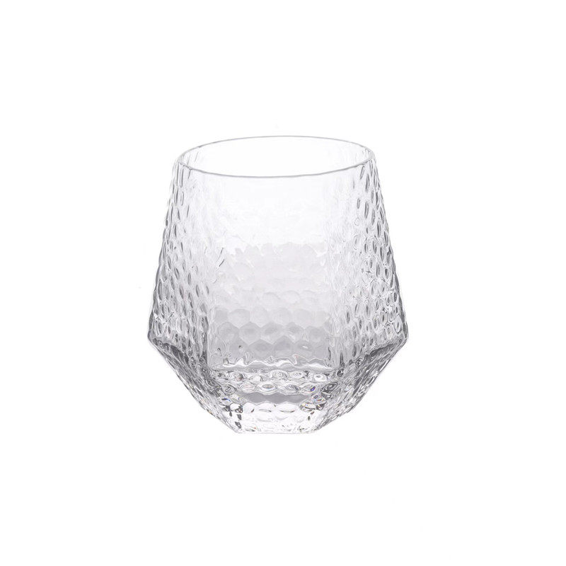 玻璃六角钻石锤纹设计玻璃杯