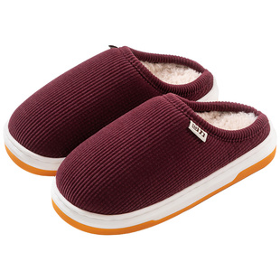 回力加绒加厚保暖棉拖鞋中老人2025冬居家防滑厚底毛毛绒拖鞋H115
