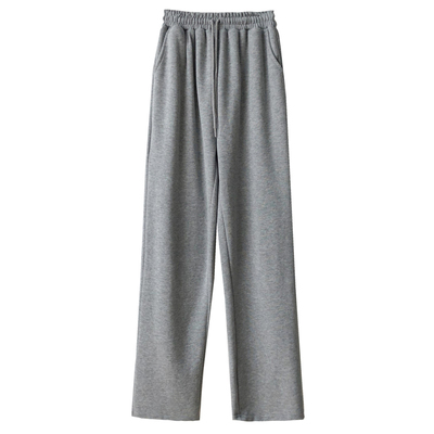 高腰直筒纯色白色宽松长裤