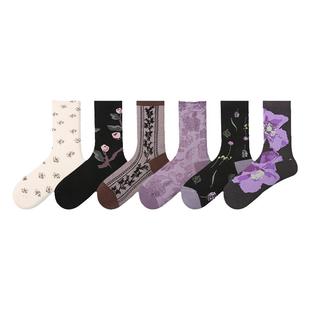 文艺复兴袜子女25春秋新款美拉德穿搭潮中长筒袜复古设计小众棉袜