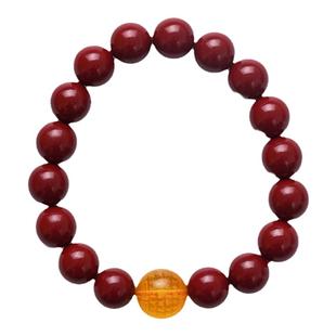 真品朱砂手串原矿紫金砂配琥珀大悲咒本命年男女用情侣款平安吉祥