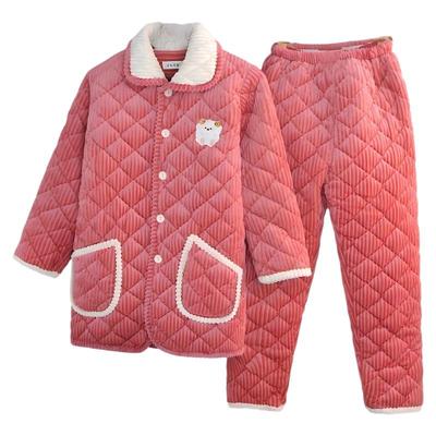 睡衣珊瑚绒冬季三层加厚保暖