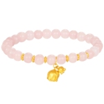 潮宏基小确幸郁金香铃兰花足金水晶手链粉晶手饰5D硬金生日礼物