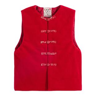 2026拜年儿童新年唐装马甲男童冬季夹棉款女童拜年服过年喜庆衣服