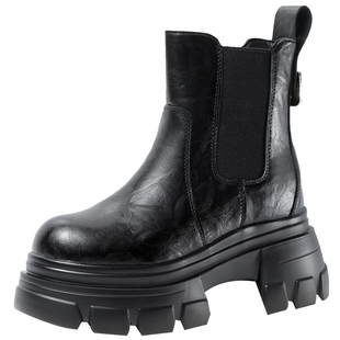 烟筒靴女款2025年新款秋冬季加绒加厚保暖厚底内增高短筒马丁靴