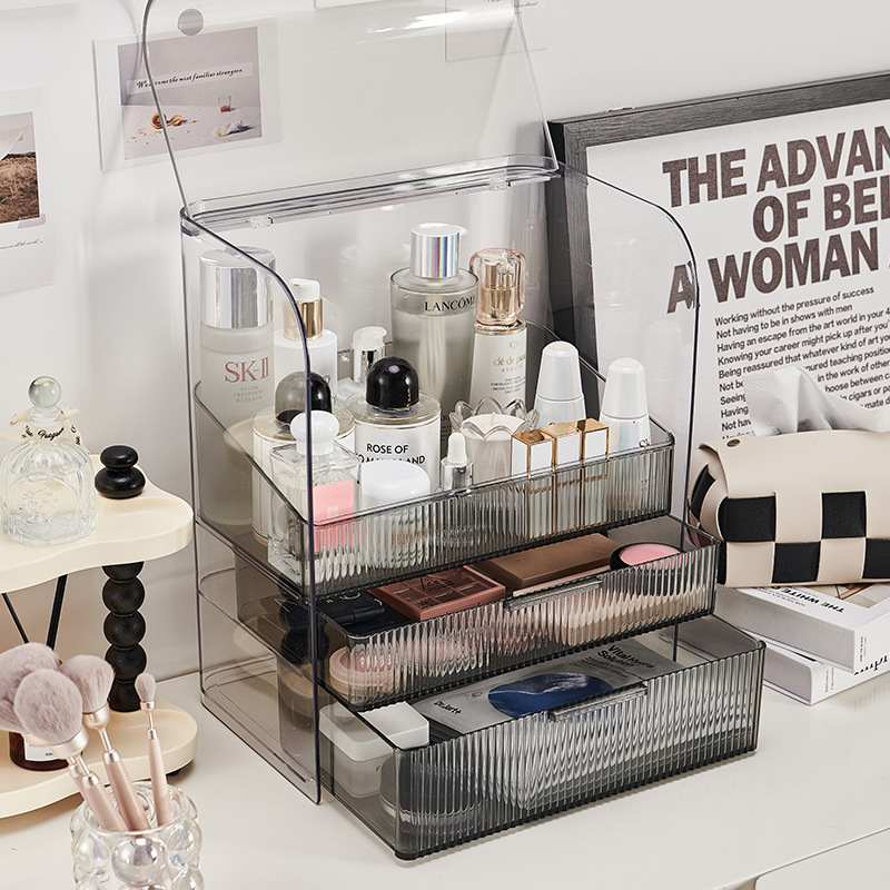 创意化妆品收纳盒亚克力化妆盒桌面收纳叠加透明可抽屉式化妆品