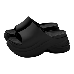 8cm厚底拖鞋女款2026新款夏季外穿增高家居防滑海边沙滩超软黑色