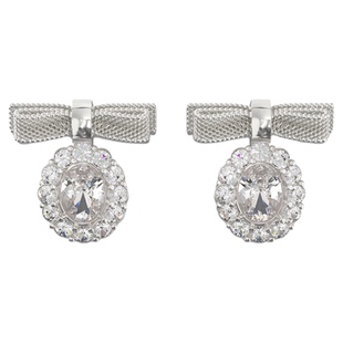 TOGGLER DAILY 芭蕾系列 蕾丝宝石蝴蝶结925银耳钉女