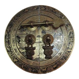 圆形门牌衣柜拉手 铜圆光新中式仿古明清家具铜配件纯铜柜门橱柜