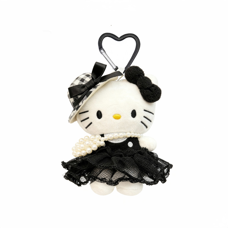 日本三丽鸥hello kitty夏日度假草帽红裙变装kt公仔玩偶包包挂件