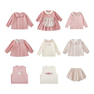 幼悠女童外套春秋款碎花翻领可爱粉色上衣洋气时髦春秋女宝宝衣服