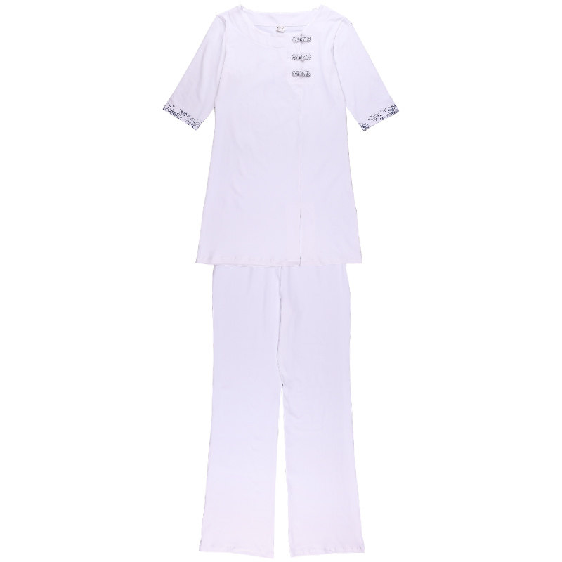 套装春夏白色锦纶宽松健身服