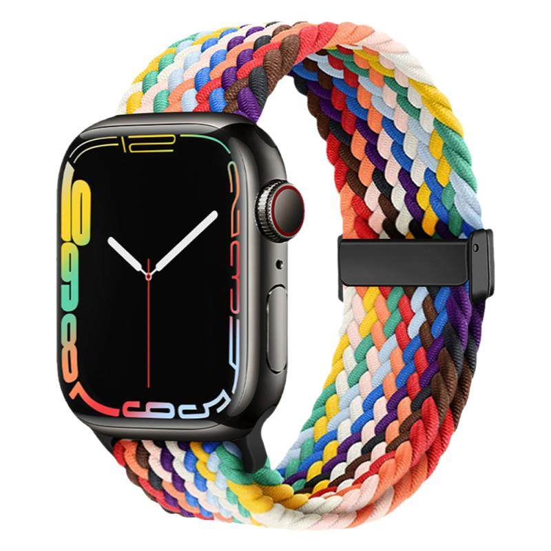 适用applewatch11表带iwatch10苹果s11手表s9尼龙手表带编织弹力运动s8/7/6代ultra3/2秋冬se新款s10回环磁吸