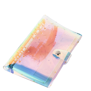 和日升活页本高颜值透明小学生初中生专用A5笔记创意镭射pvc活页夹手帐本可拆卸外壳笔记加厚替芯本子日记本