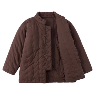 纯棉花手工棉袄纯色立领连肩纽扣大码加厚老式棉衣中老年老爸老妈