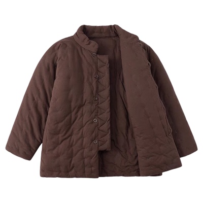 纽扣手工棉花棉衣定做纯色立领