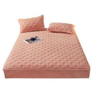 A类大豆抗菌床罩牛奶绒夹棉床笠单件 冬季加厚毛绒保暖床垫套定制