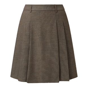 首降3折|歌莉娅格纹短裙女2025新款秋季穿搭复古高腰压褶半身裙