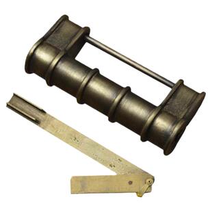 中式仿古横开挂锁箱锁纯铜竹节铸铜锁柜门锁老式小铜锁复古插销锁