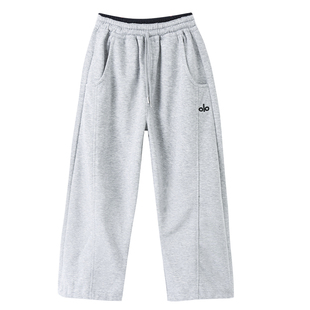 女童加绒弯刀裤秋冬2025新款休闲卫裤松紧腰长裤加厚保暖