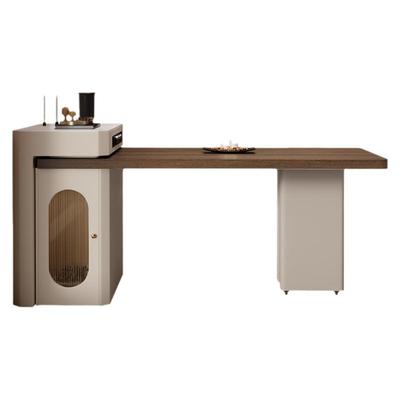 意式极简岛台餐桌一体可伸缩