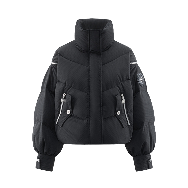 艾莱依新款羽绒服女甜美时尚通勤保暖鸭绒立领无帽设计感短款外套