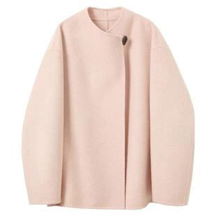 【100绵羊毛】三彩2025冬季新款毛呢外套双面呢大衣中长宽松简约S