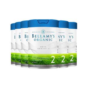 【自营】澳洲贝拉米白金有机A2蛋白婴幼儿配方奶粉2段800g*6罐