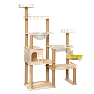 实木猫爬架小户型不占地豪华通天柱猫窝双太空舱一体四季大猫专用