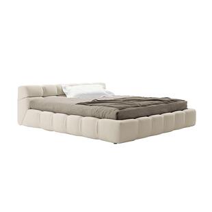 芬纳维亚传承 意式真皮落地床榻榻米布双人婚床主卧(Tufty泡芙)